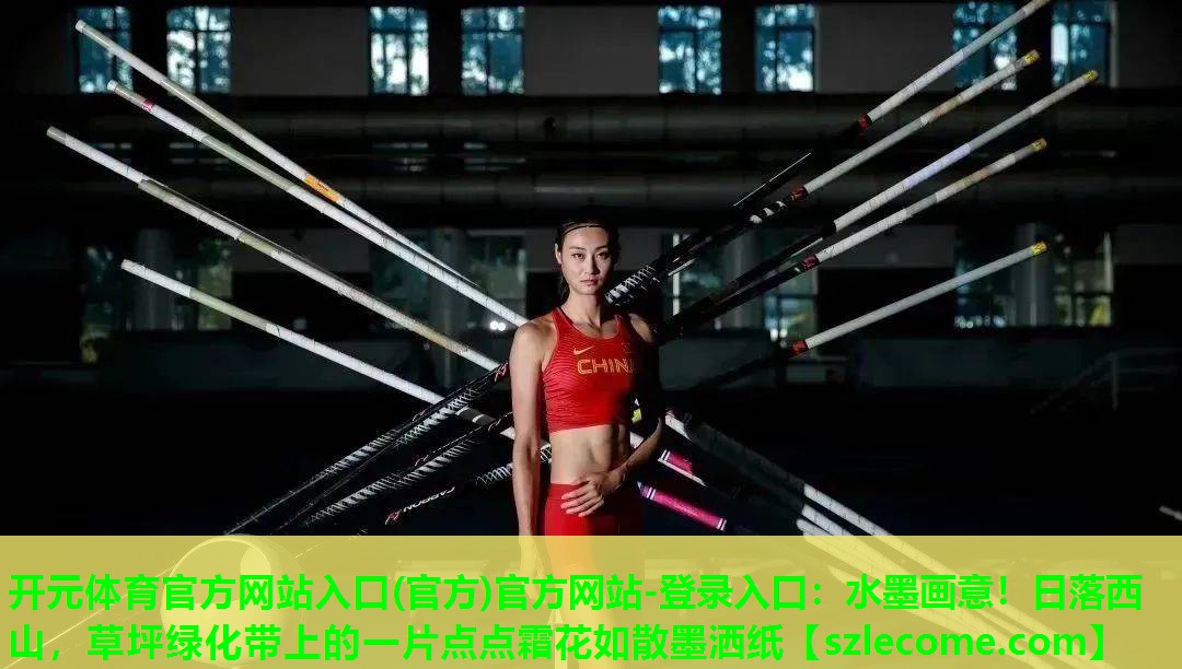 水墨画意！日落西山，草坪绿化带上的一片点点霜花如散墨洒纸